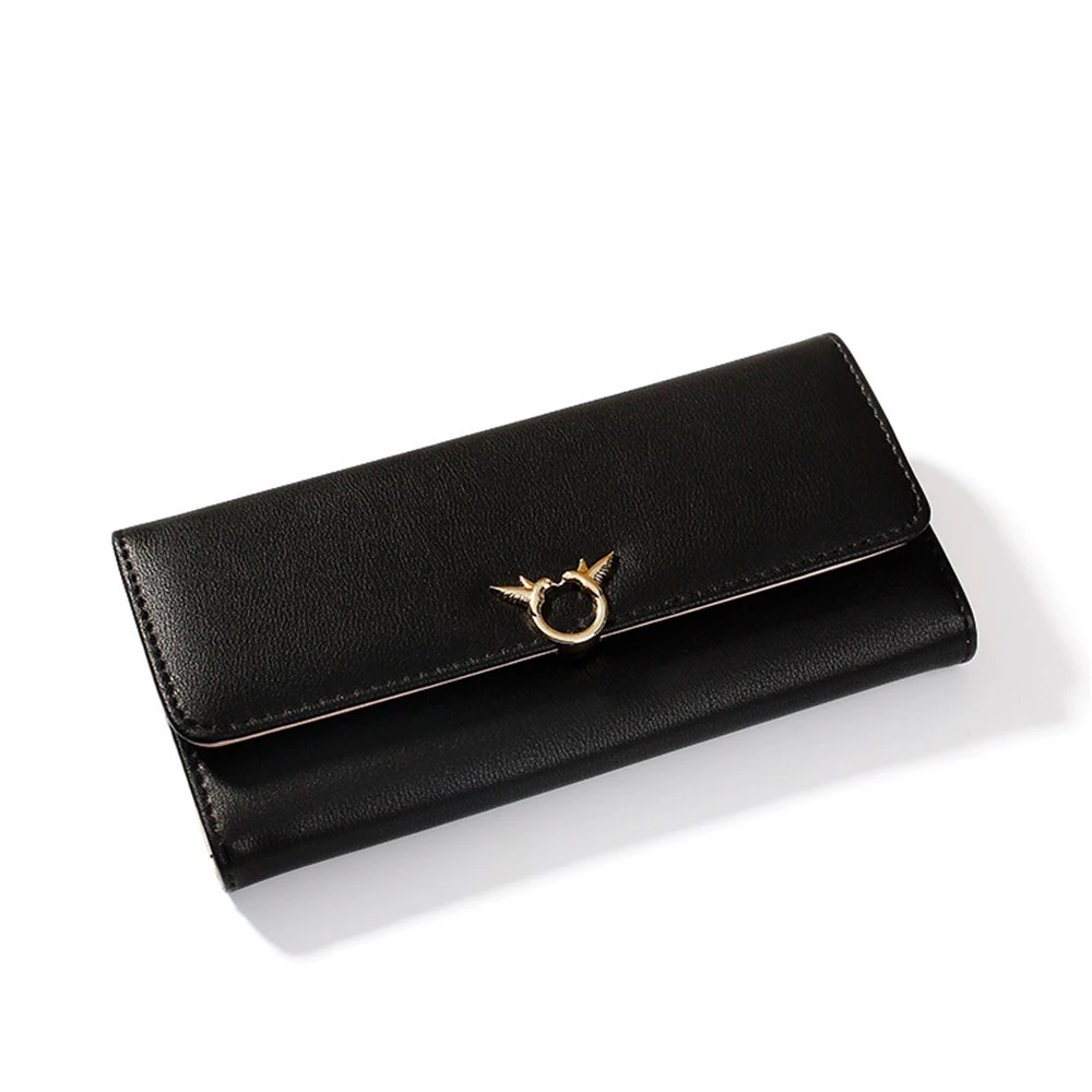

Women Wallet Faux Leather Metal Buckle Wallets Holder Clutch Card Coin Package Lady Purse PU Trifold