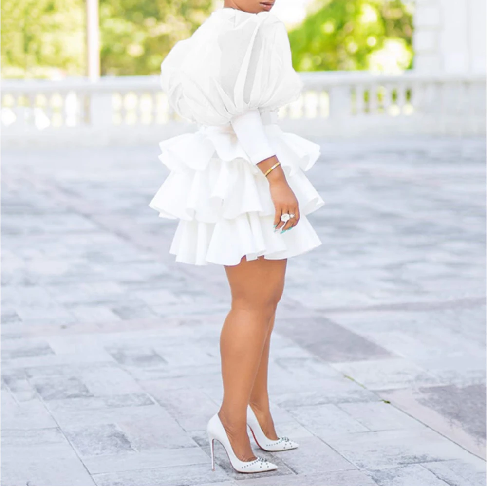 Платье женское Многоярусное в африканском стиле с оборками |