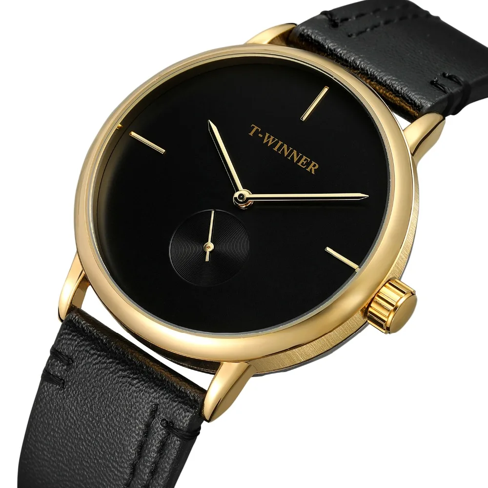 Мужские автоматические часы золотистые сетчатые с маленьким циферблатом секунд