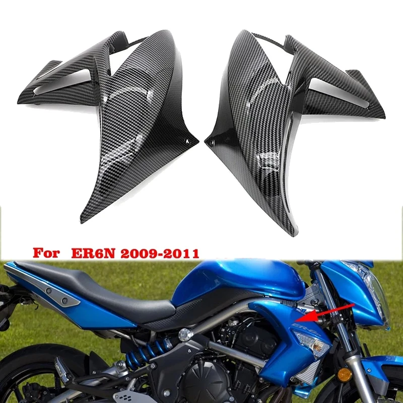 2Pcs Carbon Fiber Motorcycle Fairing Side Panel Cover Cowling Frame for KAWASAKI ER6N ER6-N 2009-2011