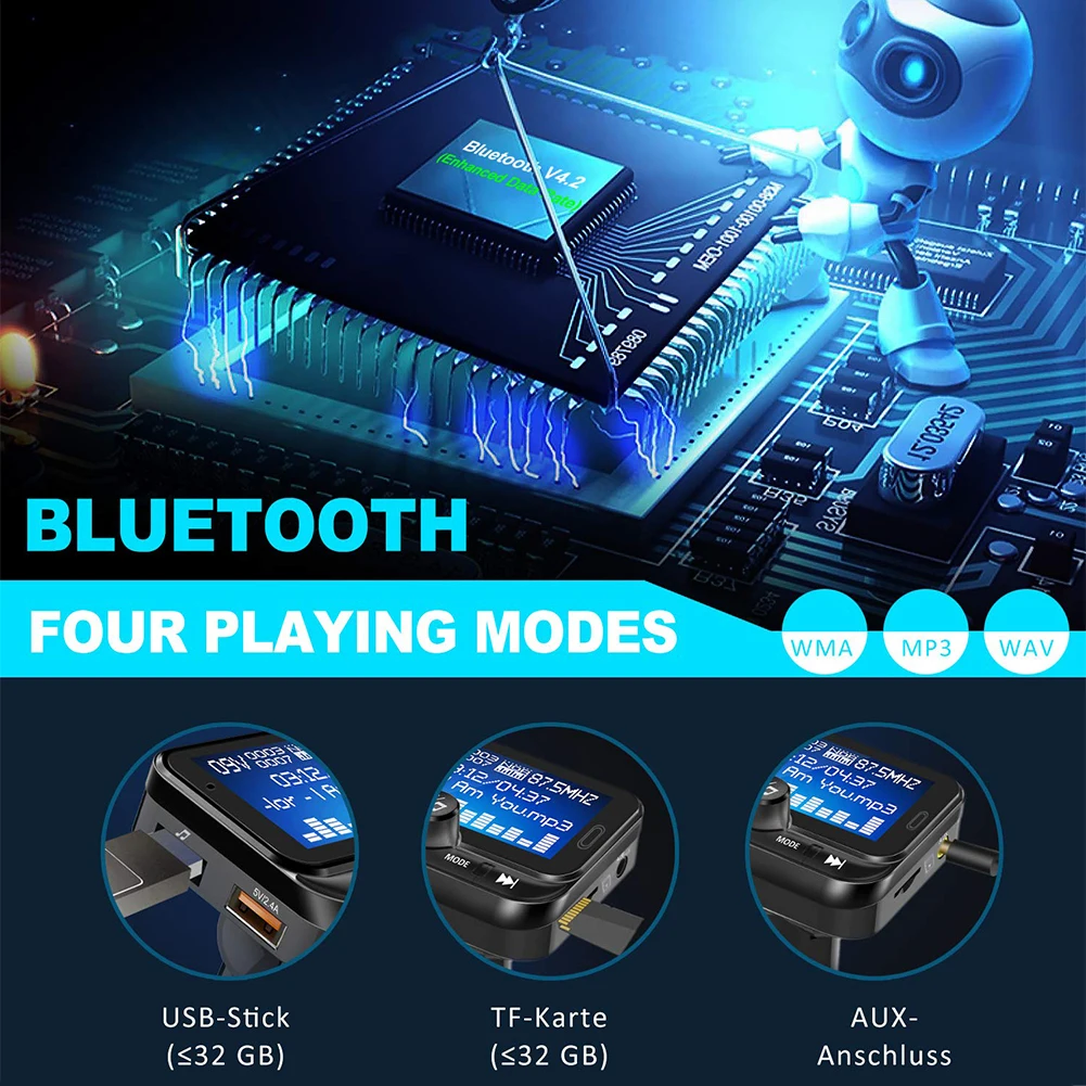 

3.4A Bluetooth FM Transmitter Wireless FM Transmitter Radio Adapter LCD Audio Receiver Stereo Music Tuner Modulator Car Kit