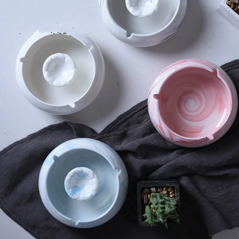 Пепельница для дома и гостиной простая модная керамическая с белым мрамором