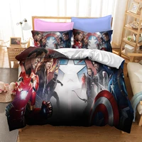 marvel the avengers thor iron man hulk spider man hd printed quilt pillowcase home textile king queen size bedding set 23pcs