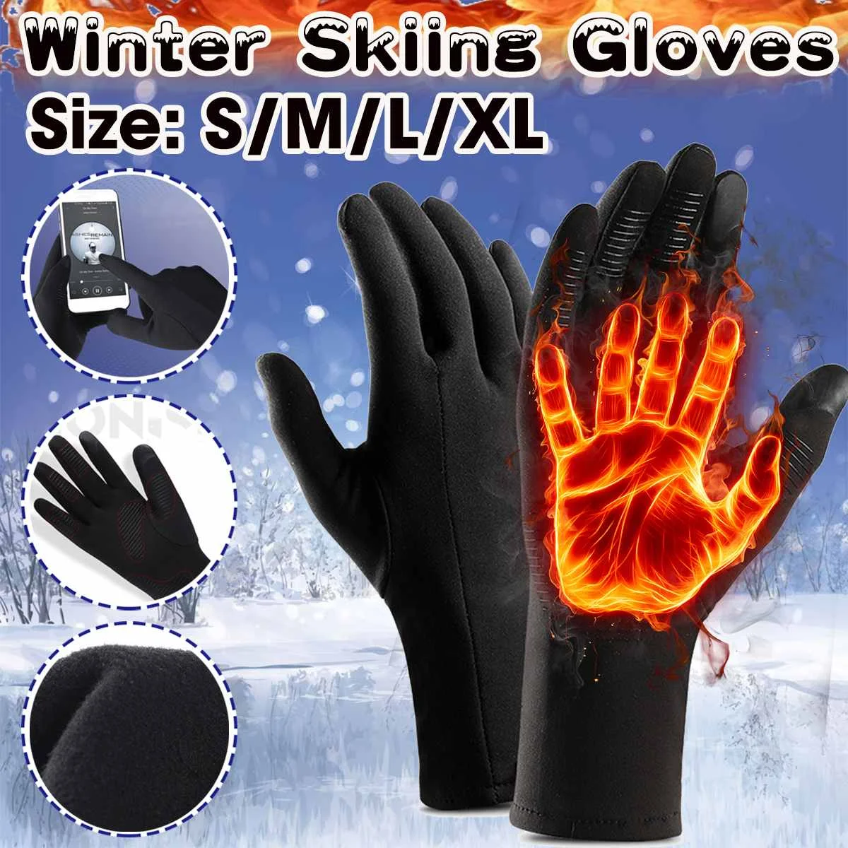 

Мужские и женские зимние теплые перчатки с сенсорным экраном для занятий спортом на открытом воздухе, катания на лыжах, кемпинга, пеших прог...
