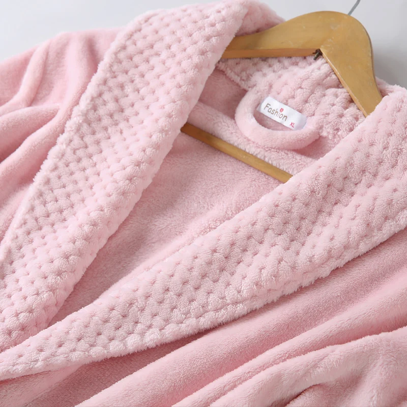 

Unisex Long Plus Size Winter Warm Coral Fleece Bathrobe Women/Men Flannel Dobby Kimono Bath Robe Bridesmaid Dressing Gown robe
