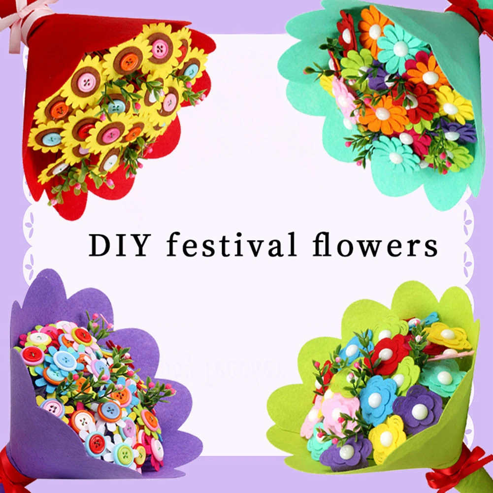 

EVA Button Artificial Flower Bouquet Package DIY Holding Flowers Handmade Gift Room Decoration Flower Craft Kits Creative Toys