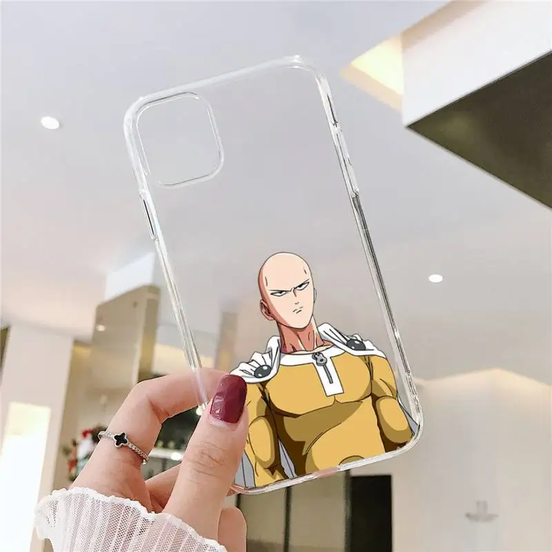 

Japan Cartoon Anime One Punch Man Phone Case Transparent for iPhone 6 7 8 11 12 s mini pro X XS XR MAX Plus SE cover funda
