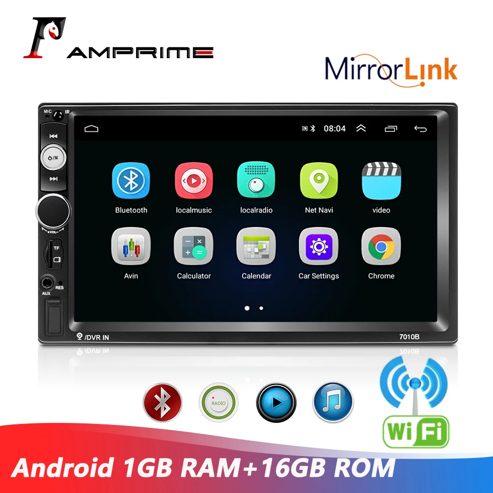 

AMPrime 2 DIN Android автомобильное радио Авторадио GPS WiFi Mirrorlink Bluetooth MP5 FM 7-дюймовый автомобильный мультимедийный плеер Радио 1 Гб + 16 Гб