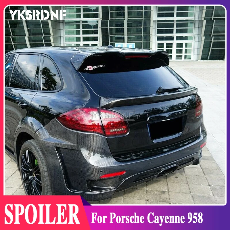

YKSRDNF Real Carbon Fiber Rear Wing Trunk Lip Roof Spoiler For Porsche Cayenne 958 2011 2012 2013 2014 YEAR