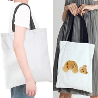 2021 new ladies canvas bag reusable eco friendly shopping bag cute bear handbag high quality large capacity foldable tote bag