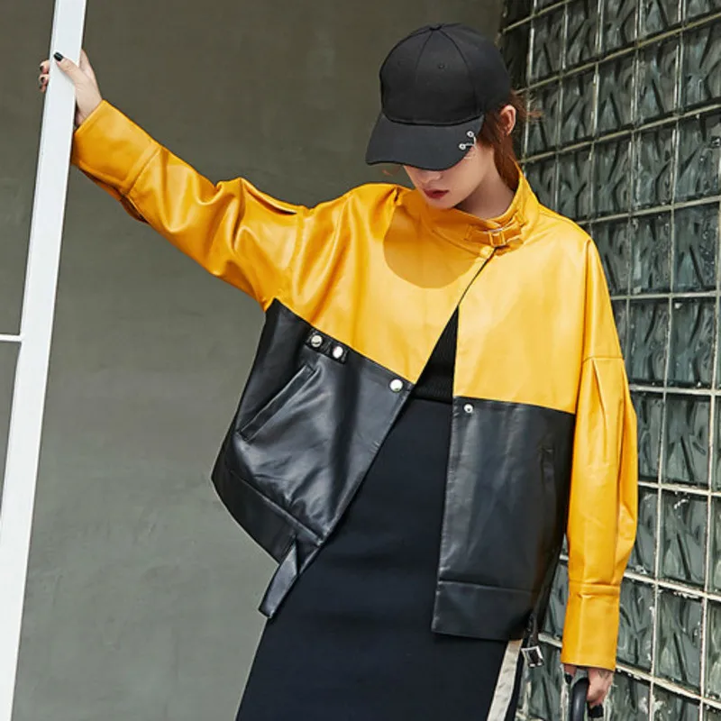 LANMREM новинка 2020 весенняя куртка с воротником стойкой хит цветная комбинированная