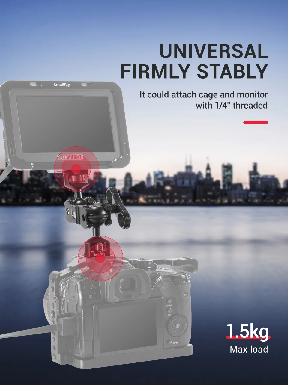 БЫСТРОРАЗЪЕМНАЯ шарнирная рукоятка SmallRig с двумя шариковыми головками 1/" винтовой регулируемый светильник для поддержки монитора 2070
