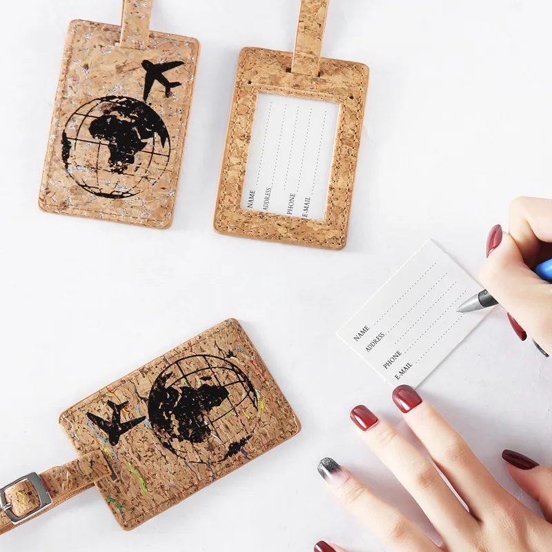 Кожаный багажный ярлык земля с рисунком самолета деревянный чемодан подвеска