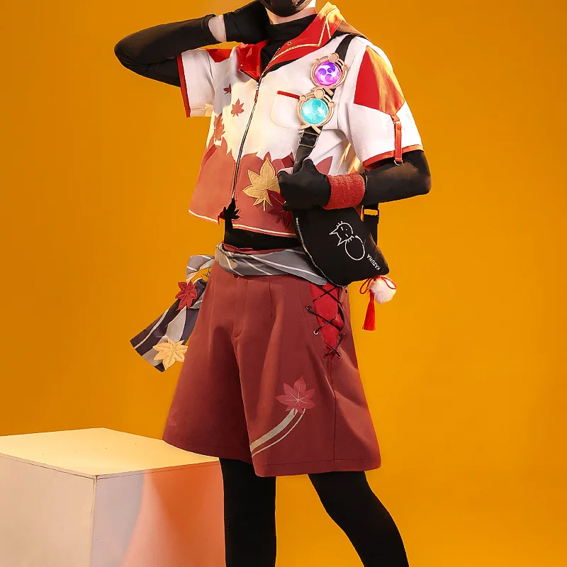 

Костюм казуха COS-HoHo аниме геншин ударт каэдехара Красивая Униформа костюм для косплея повседневная одежда для отдыха для мужчин новинка