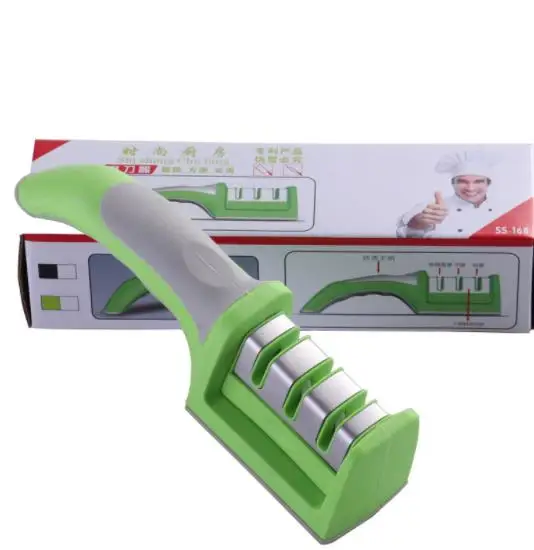 Green 100 шт. DHL 3 этапа профессиональная точилка для ножей Кухня Заточка камня Вольфрамовая сталь и керамические кухонные ножи Аксессуары - Цвет: Green
