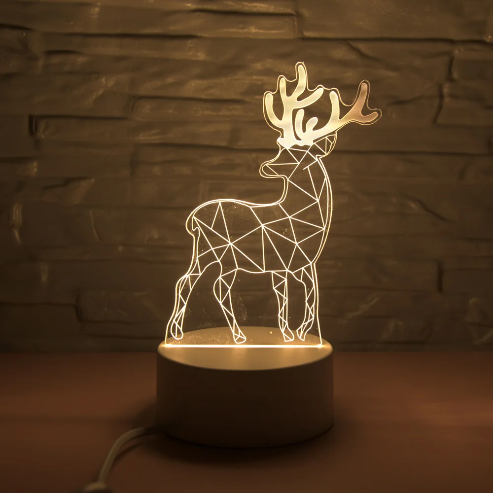 H Новейшая креативная Светодиодная лампа Санта-Клауса 3D светодиодный оригинальная Ночная подсветка Иллюзия Ночная лампа 3D иллюзия Настольная лампа для дома декоративная - Испускаемый цвет: H