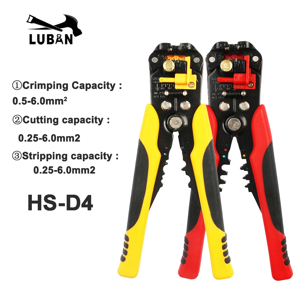 ЛЮБАНЬ HS-D1 AWG24-10(0.2-6.0mm2) дизайн Многофункциональные автоматические плоскогубцы для зачистки Кабеля Для Зачистки проводов Обжимной инструмент Для Резки