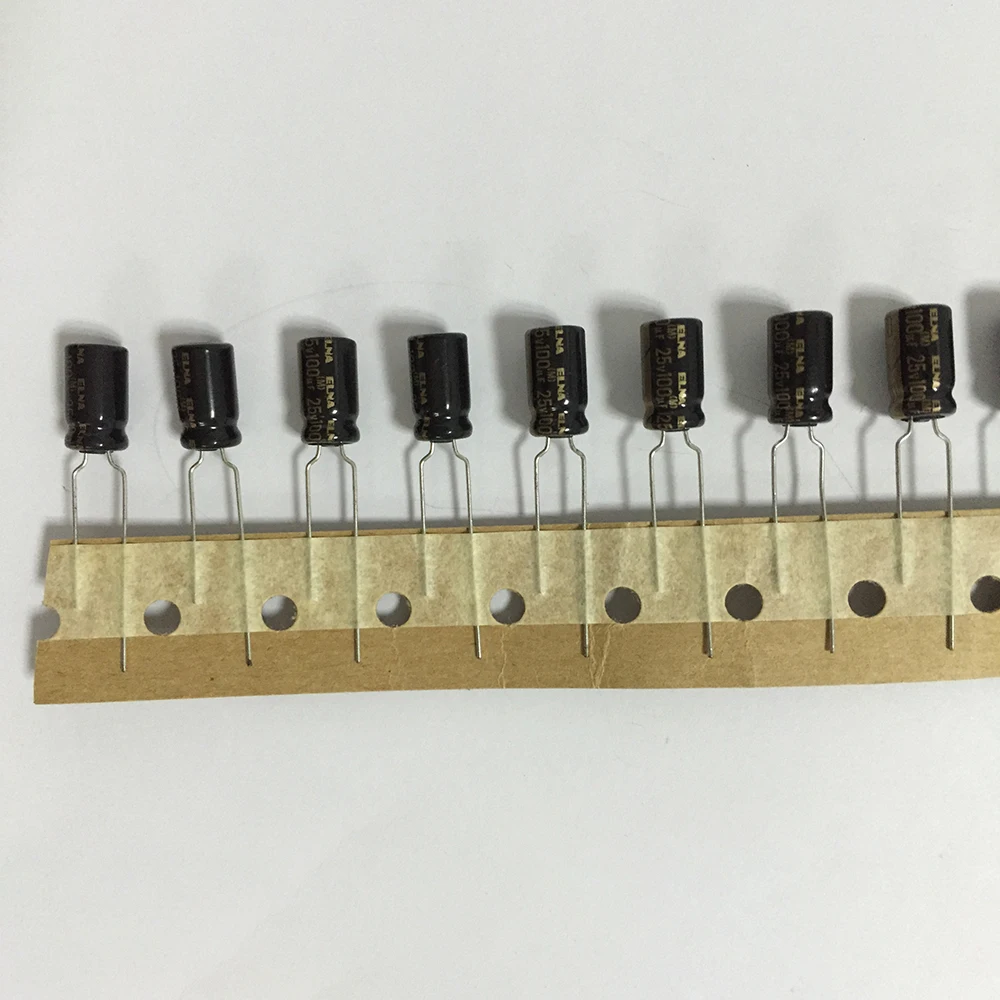 Diymore 10 шт./лот алюминиевый электролитический конденсатор RFO 25 в 100 мкФ емкость 6 3*11