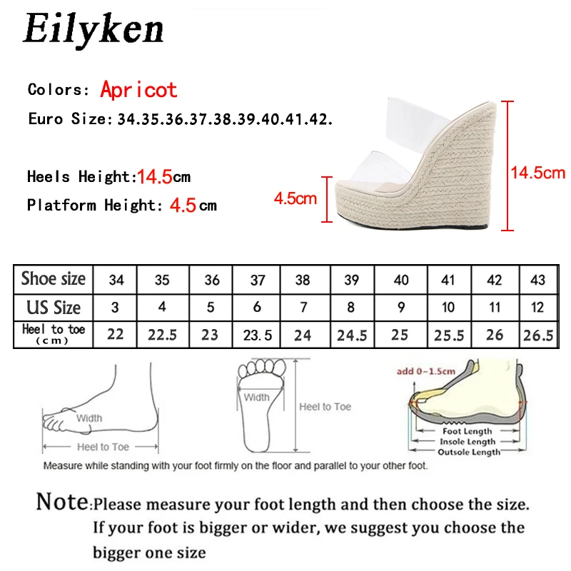 

Eilyken Summer PVC Transparent Peep Toe Cane Straw Weave Platform Wedges Slippers Sandals Women Fashion High Heels Female Shoes