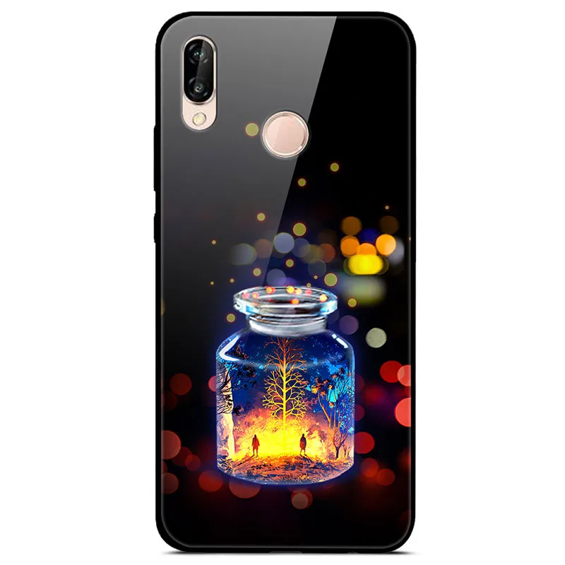 Закаленное стекло Чехол для Huawei P20 Lite Чехол Жесткий ПК Красочный чехол для Huawei P20 Pro Бампер Чехол для телефона P 20 P 20 Pro Lite Coque - Цвет: 19