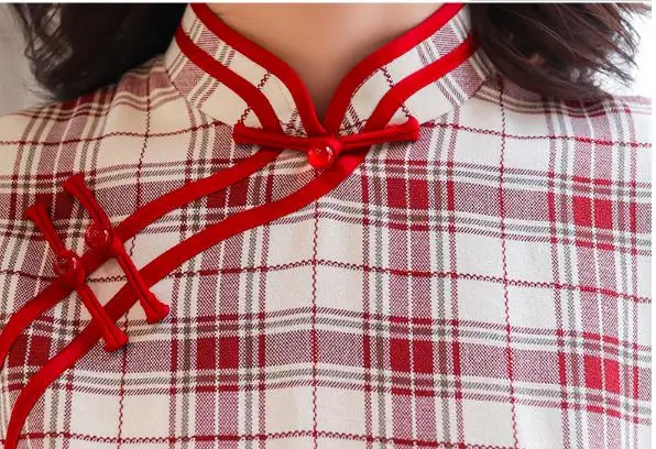 Китайское платье Чонсам в клетку для молодых женщин и девушек | Тематическая