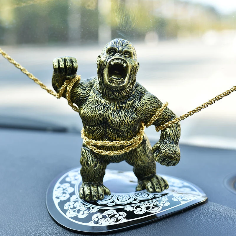 

Nordic resin domineering mighty gorilla being locked interesting sculpture interior accessories personal gift car ornaments