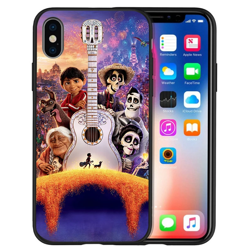 Модный мультяшный черный чехол для телефона Coco Death Day iPhone 11 Pro Max XS XR X 8 7 6S Plus 5S