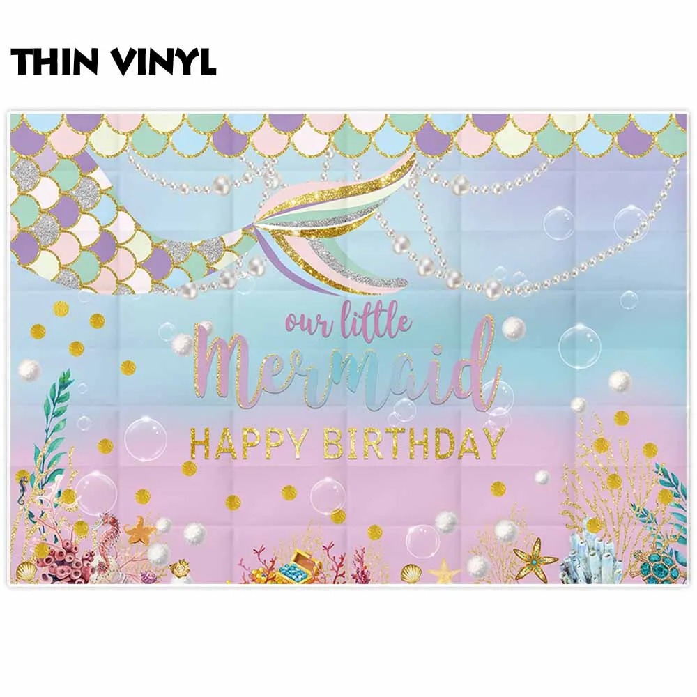 Funnytree фон для фотосъемки мультфильм день рождения ребенок русалка морского дна