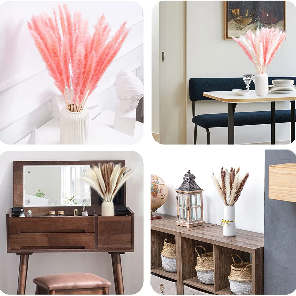 

45cm Natural Dried Small Pampas Grass Flowers Artificial White Reed Grass Pantas Phragmites Plumes Bunch Home Wedding Decoration