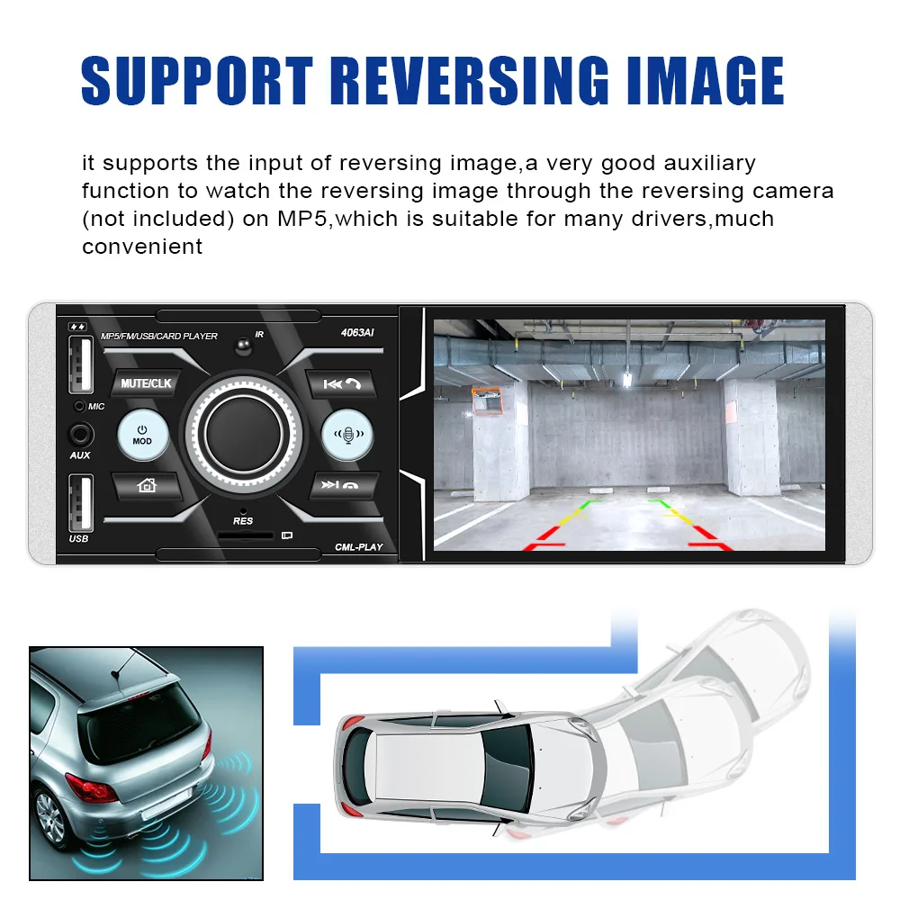 

Car MP5 Video FM Radio Multimedia Player 4.1'' Touchscreen Bluetooth 4.2 Voice Control Auto Radio Stereo Audio Car Accessories