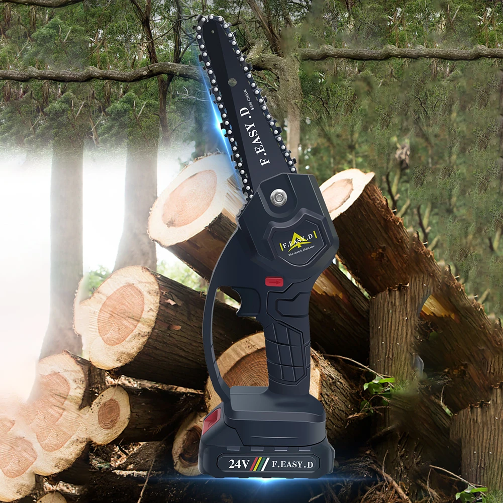 

24V Mini Portable Brush Electric Chainsaw Pruning Chainsaw Logging Electric Chainsaw Home Garden Ochard chain saw wood cutter