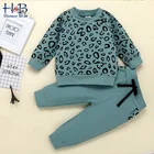 Humor Bearосенне-весенне-зимняя детская одежда для девочек комплект из 2 предметов: Топ С Принтом Леопарда + штаны комплекты детской одежды