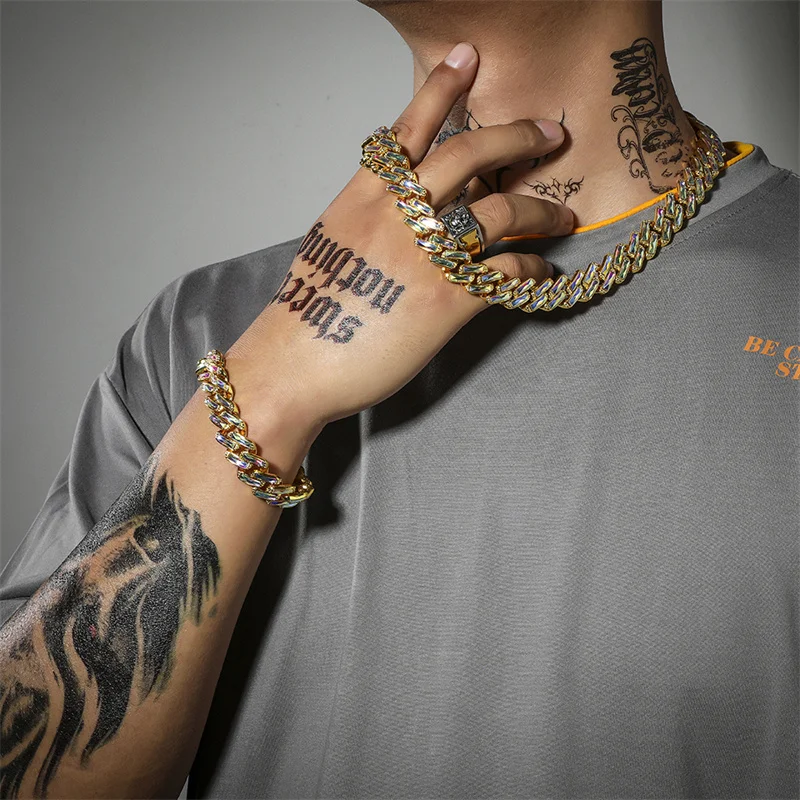 Мужские браслеты с кристаллами ожерелье из кубинской прямоугольной формы в