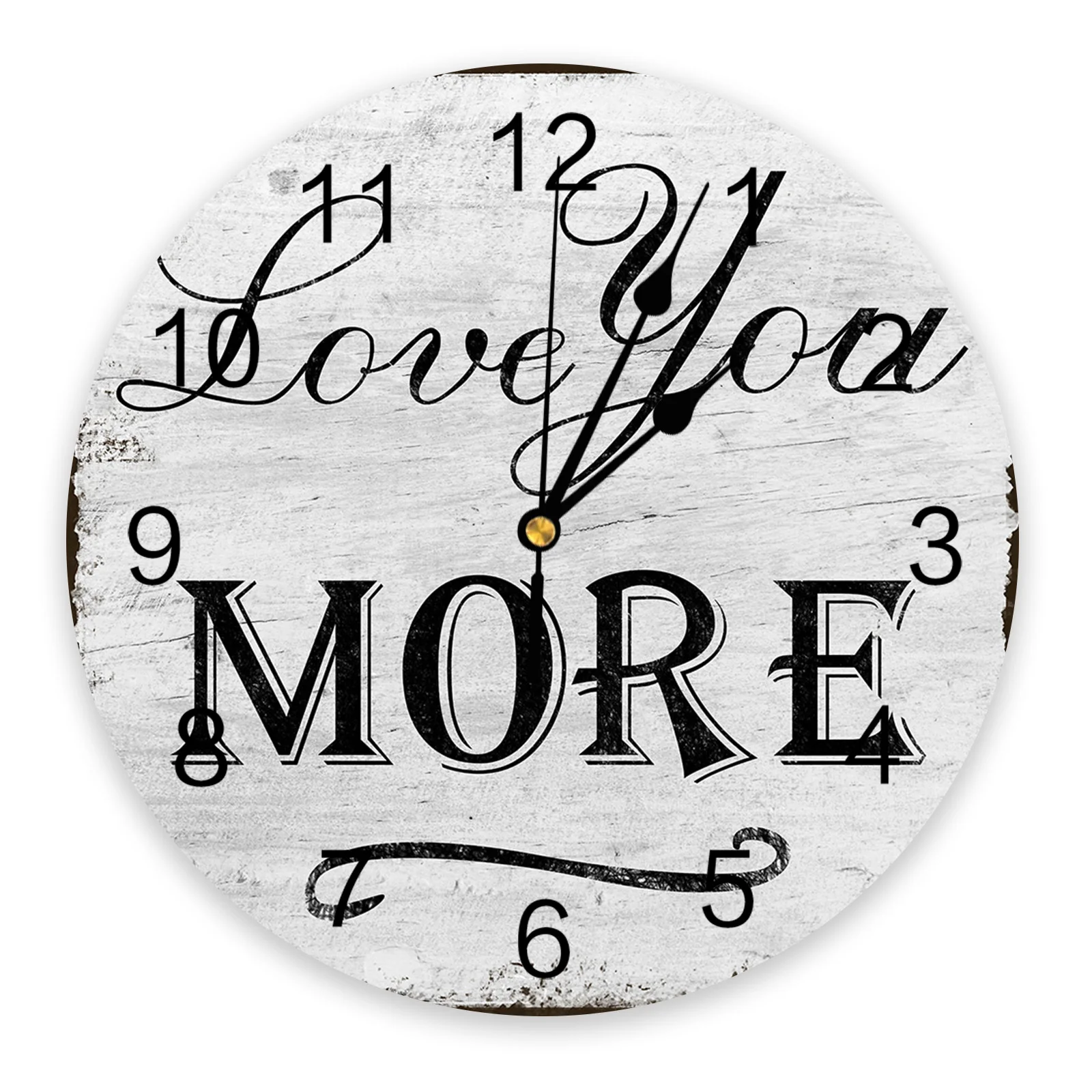 

Love You More Retro Wood Grain Wall Clock Home Decor Bedroom Silent Oclock Watch Wall Digital Clock Wall Clock Modern Design
