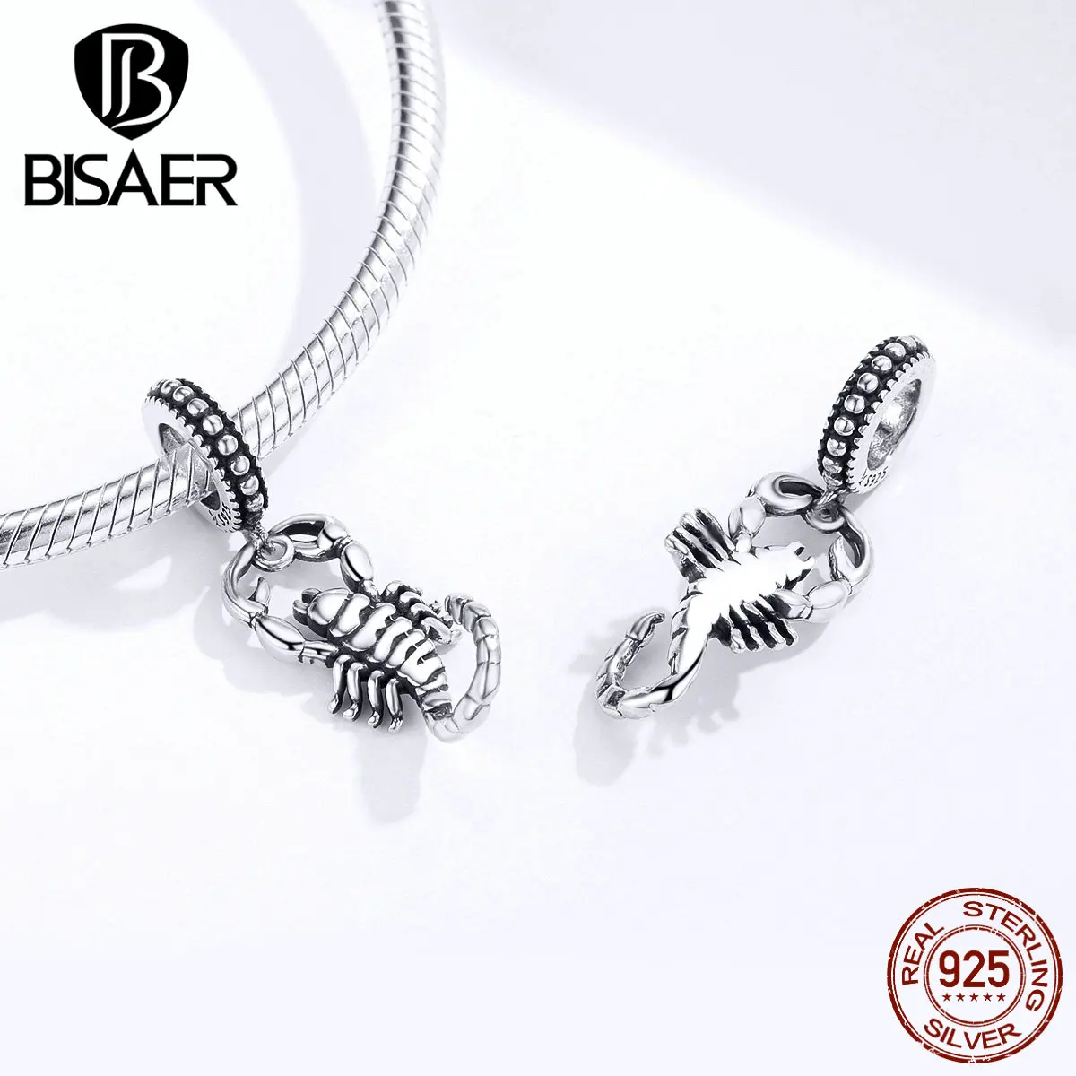 Bisaer 100% 925 Sterling Silver Scorpio Constellations Beads Pendants For Women Fit PAN Bracelet Fashion Jewelry Making Gifts | Украшения и