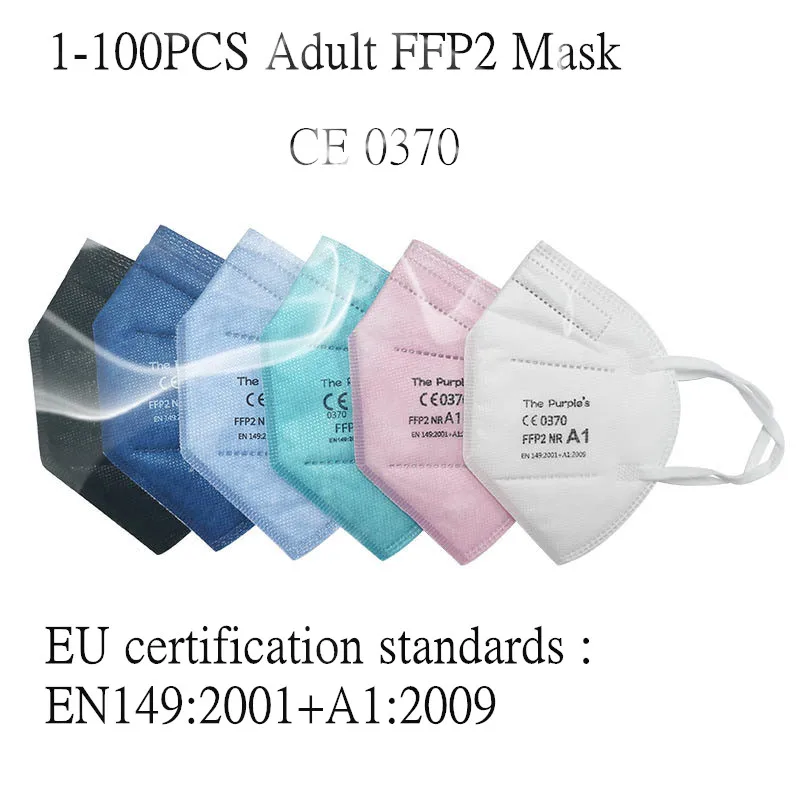 Multicolor Adult 5 Layers KN95 Fpp2 Mascarilla approved Respirator Fabric Face Mask KN95 Filter Mouth Reuseable ffp2mask CE ffp2