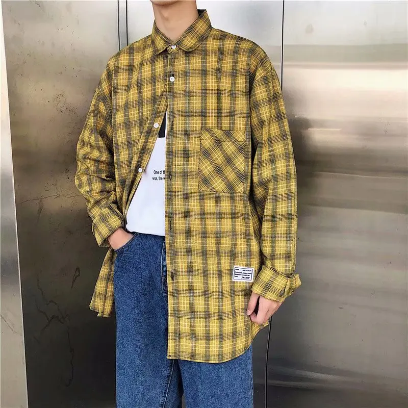 

Checkered Shirts for Male Leisure Mens 100% Cotton Sanded Warm Flannel Casual Plaid Over Shirt Long Sleeve