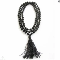 6mm knot black agate 108 bead tassel gemstone necklace emotional fancy wristband handmade national style energy christmas