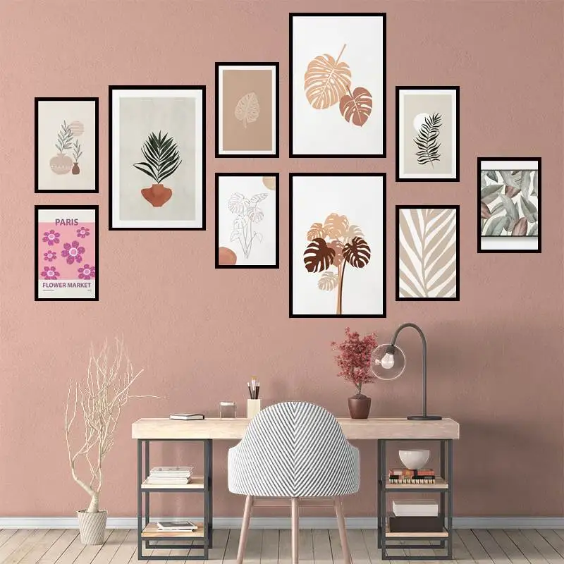 

Modern Leaf Art Boho Home Decor Neutral Farmhouse Floral Wall Art Florist Gift Canvas Wall Art for Bedroom Home Decorations