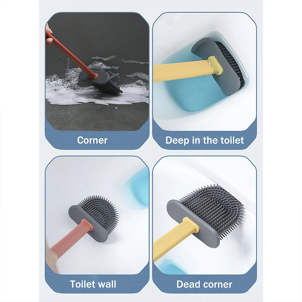 

Toilet Brush With Silicone Toilet Brush Holder Creative Soft Plastic Brush WC Gap Brush Long Handle Brush Toilet Brush Set