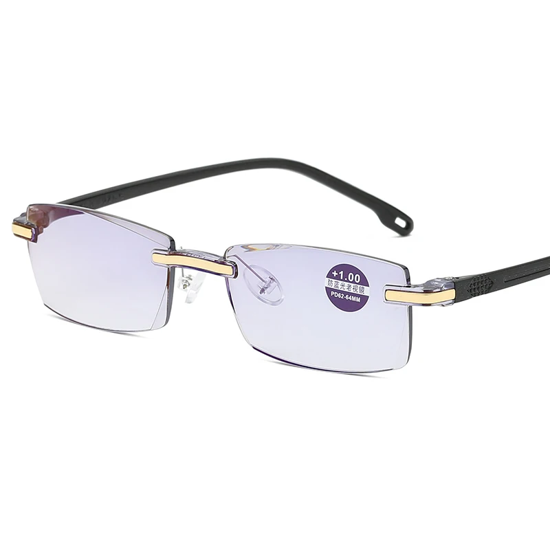 

Frameless Square Reading Glasses for Men Women's Anti Blue Light Computer Eyeglasses Far Sight Presbyopia Reader Glasses