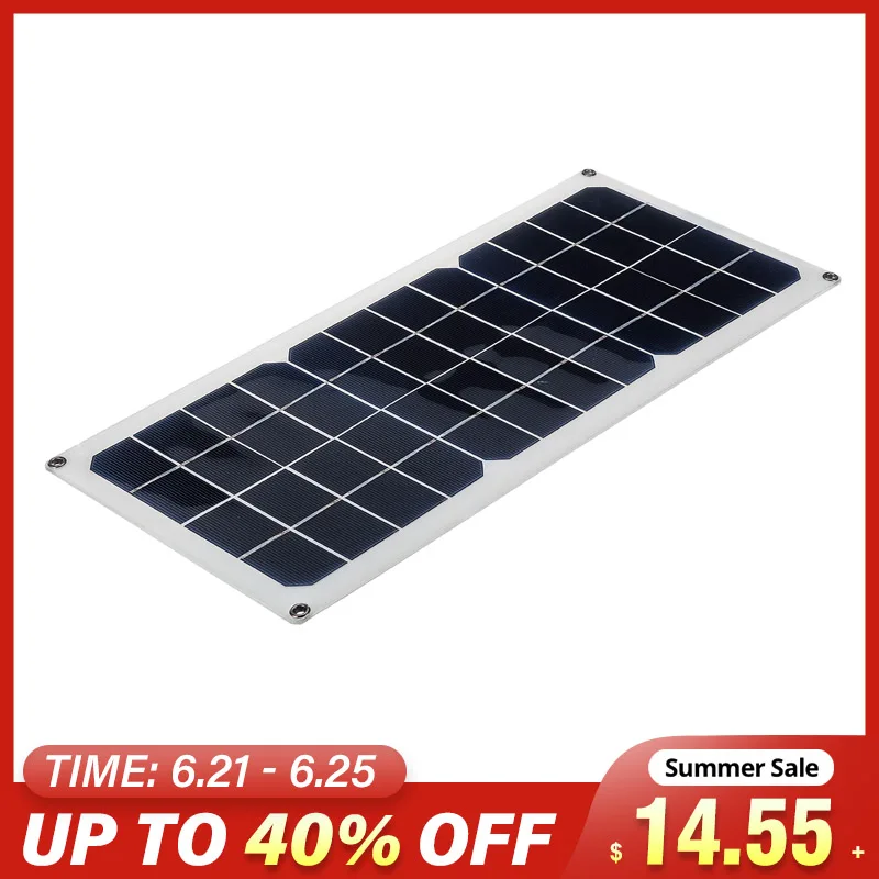 30 Вт солнечная панель 12 В поликристаллическая двойная USB портативная наружная