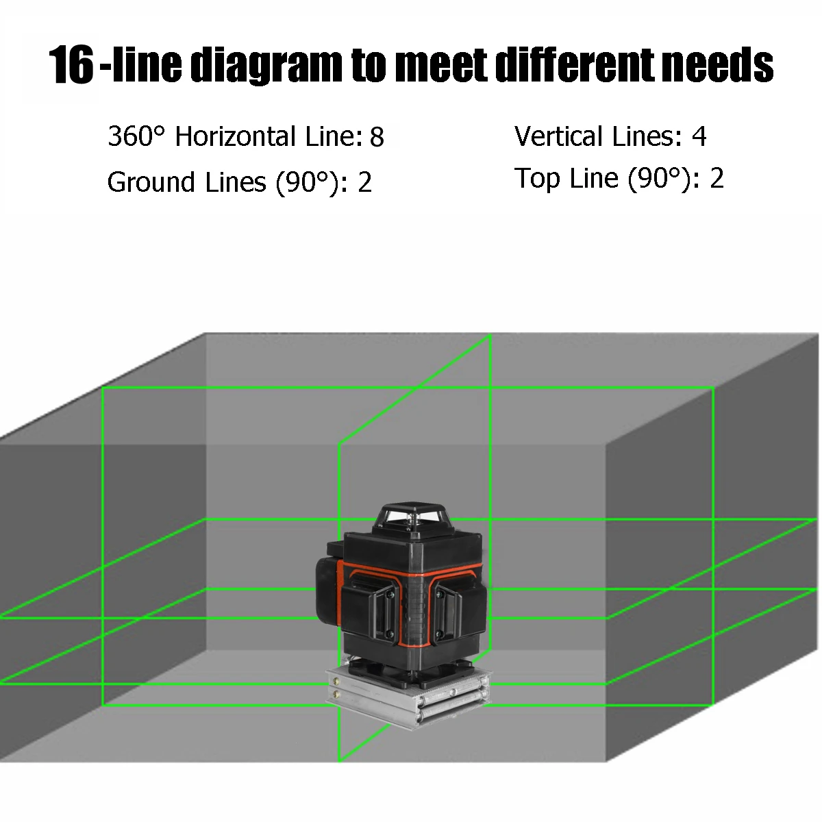 

16 Lines 4D Laser Level Levels Auto Self Leveling 360 Rotary Measure Horizontal Vertical Cross LED Display Powerful Green Laser