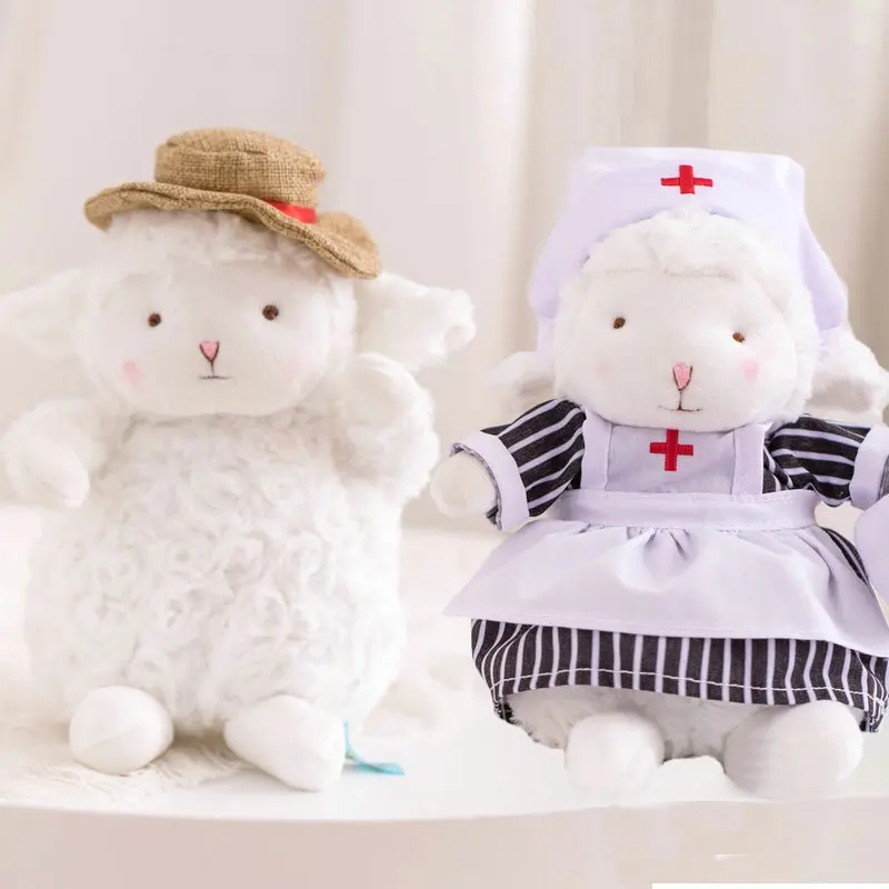 

17cm High Quality Dressing Lamb PLush toy Cosplay Nurse Wolf Brown bear Duck Sheep Stuffed Animal Baby Appease Toy Kids Birthday