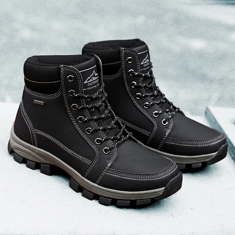

2019 Big Size 39-45 Winter Mens Boots Men Casual Fahsion Snow Men Ankle Boots Men Leather Boots For Men Shoes A9718