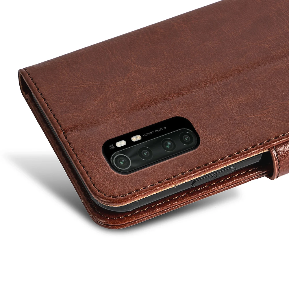 

ROEMI For Xiaomi Mi Note 10 Lite case three Colors Holster Flip Crazy-Horse PU Leather Cover With a Cash Slot Inside