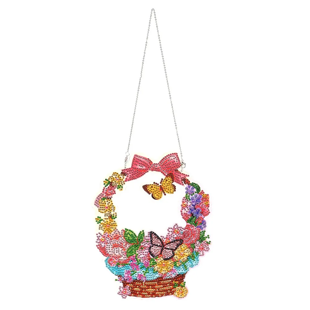 

5D DIY Spot Drill Diamond Mosaic Crystal Flower Basket Kit Christmas Pendant Home Party Door Decor Diamond Embroidery Kit