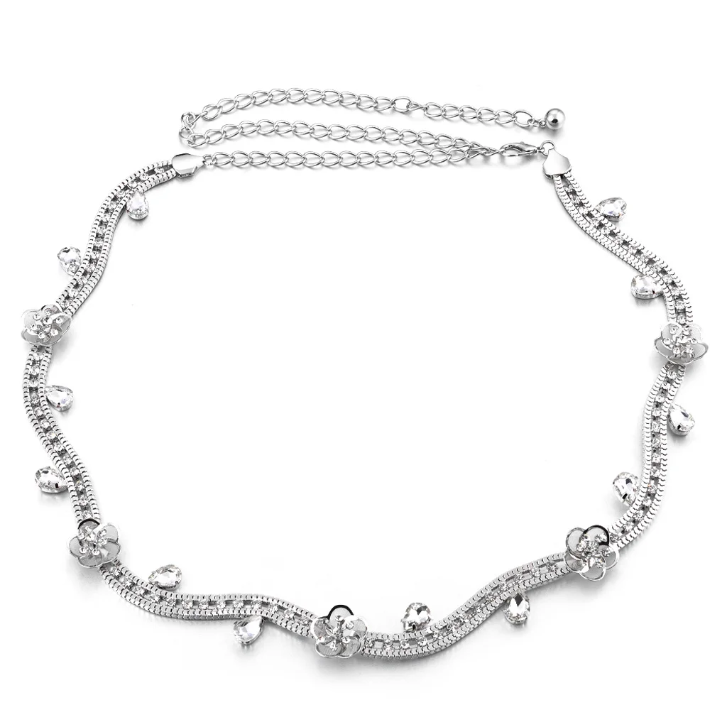 Элегантная женская цепочка Стразы с волнистыми цветами украшение для тела пояс