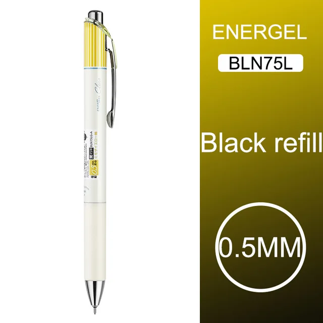 black refill 1 шт гелевая ручка быстросохнущая BLN75L Kawaii полосатая ручка Студенческая ручка для записи экзамена специализированные Канцтовары 0,5 мм - Color: black refill