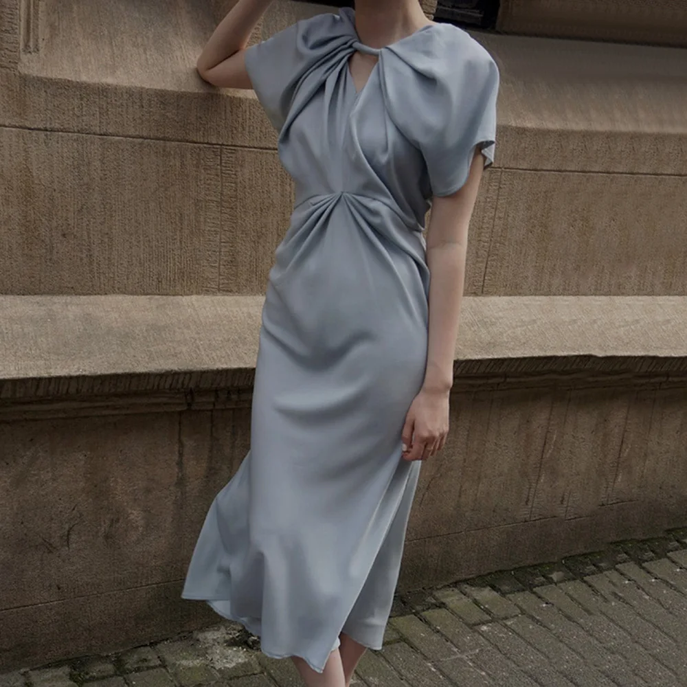 Женское дизайнерское винтажное платье Sisjuly Элегантные Синие вечерние платья до
